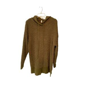 Zenana Premium Womens Size Large Long Sleeve Olive Green Hooded Pullover Long Sw